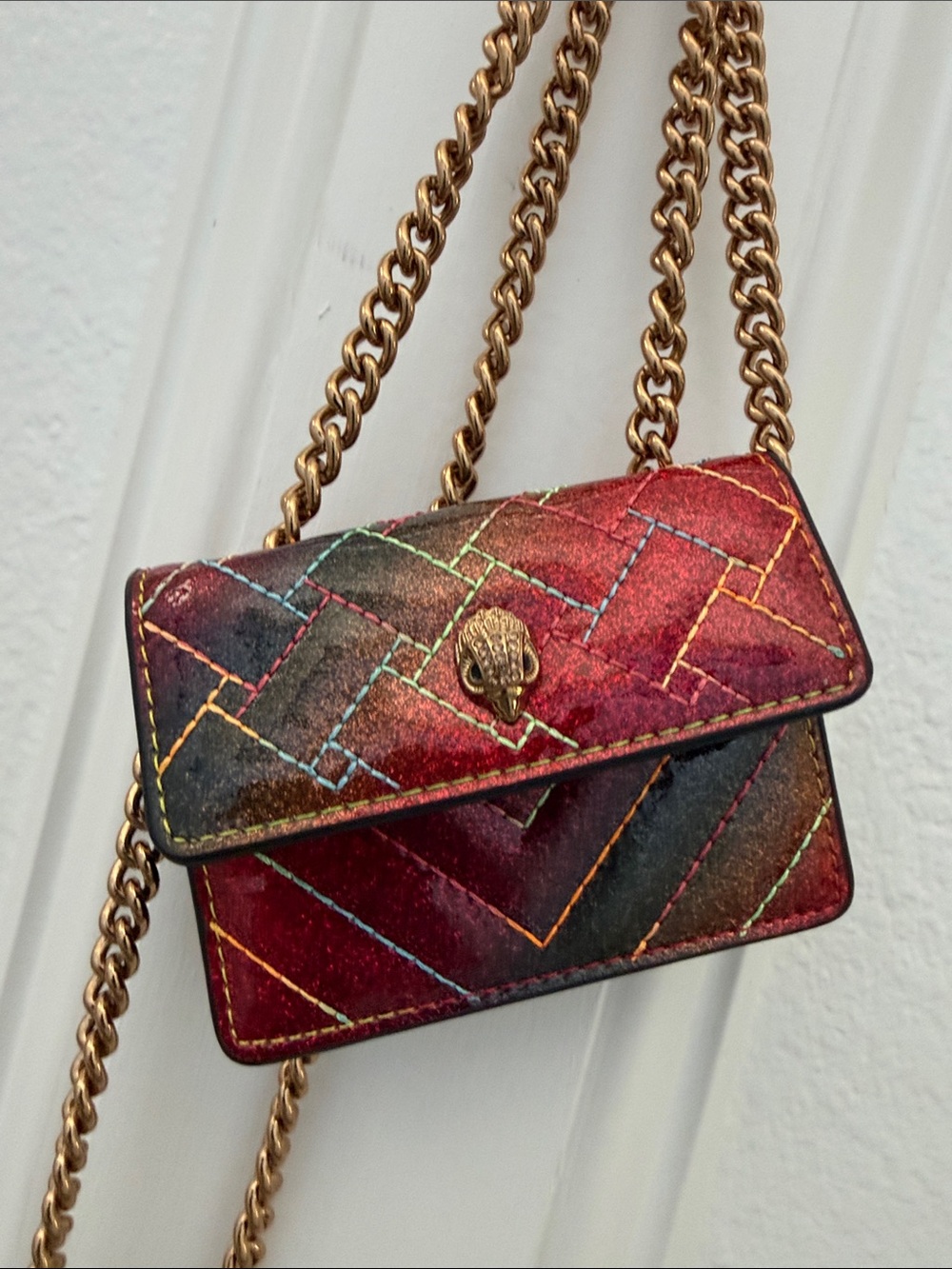 NEW Multicolor Quilted Leather Chain Crossbody Bag